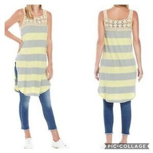 Free People Luca Crochet Stripe Tunic Sz S